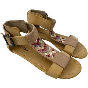 Michael Antonio Flip Flop Boho Beaded Sandles Summer Slippers Beach Shoes Size 6